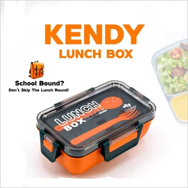 Kendy Lunch Box with Partition – 2 Portion Tiffin with Spoon